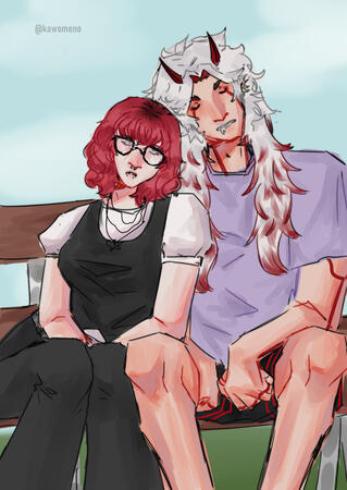 ex;; fullbody couple sketch+color